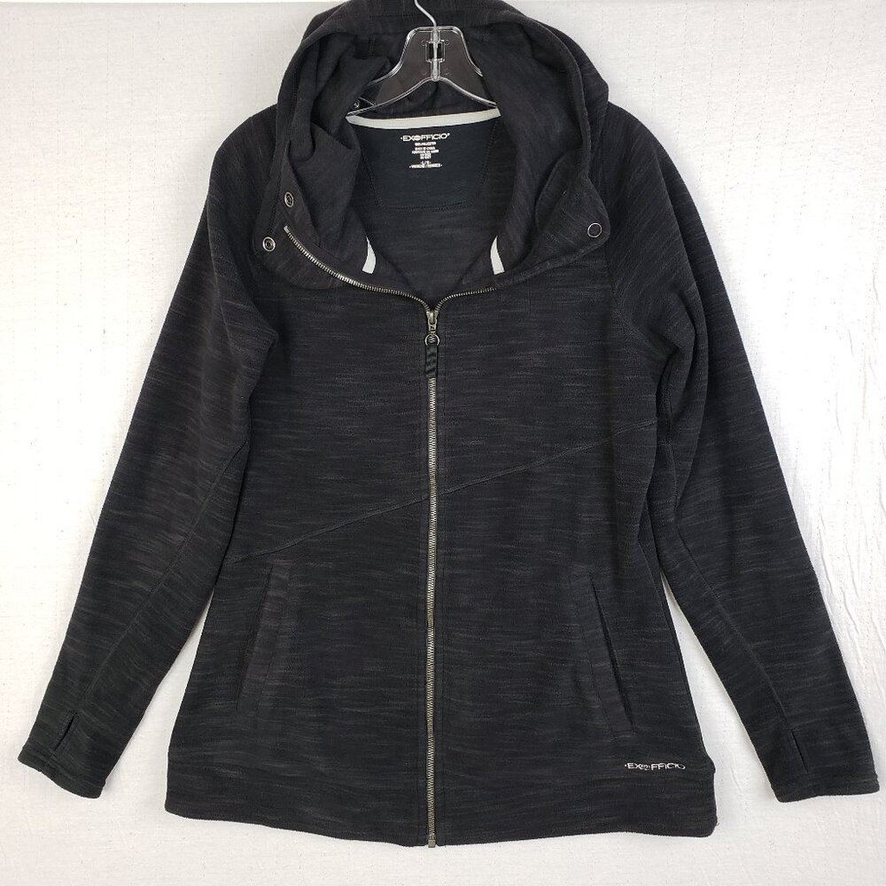 Exofficio Fleece Jacket Women's Full Zip Activewear Hoodie Black Outdoor size L